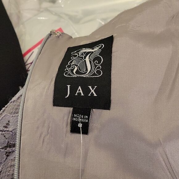 BRAND NEW WOMEN"S JAX SLEEVELESS GREY LACE ZIP-BACK COCKTAIL DRESS - Picture 12 of 13